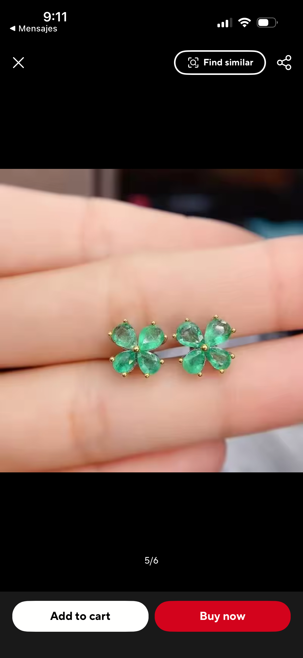 Silver 925 flowers emeralds stud earrings