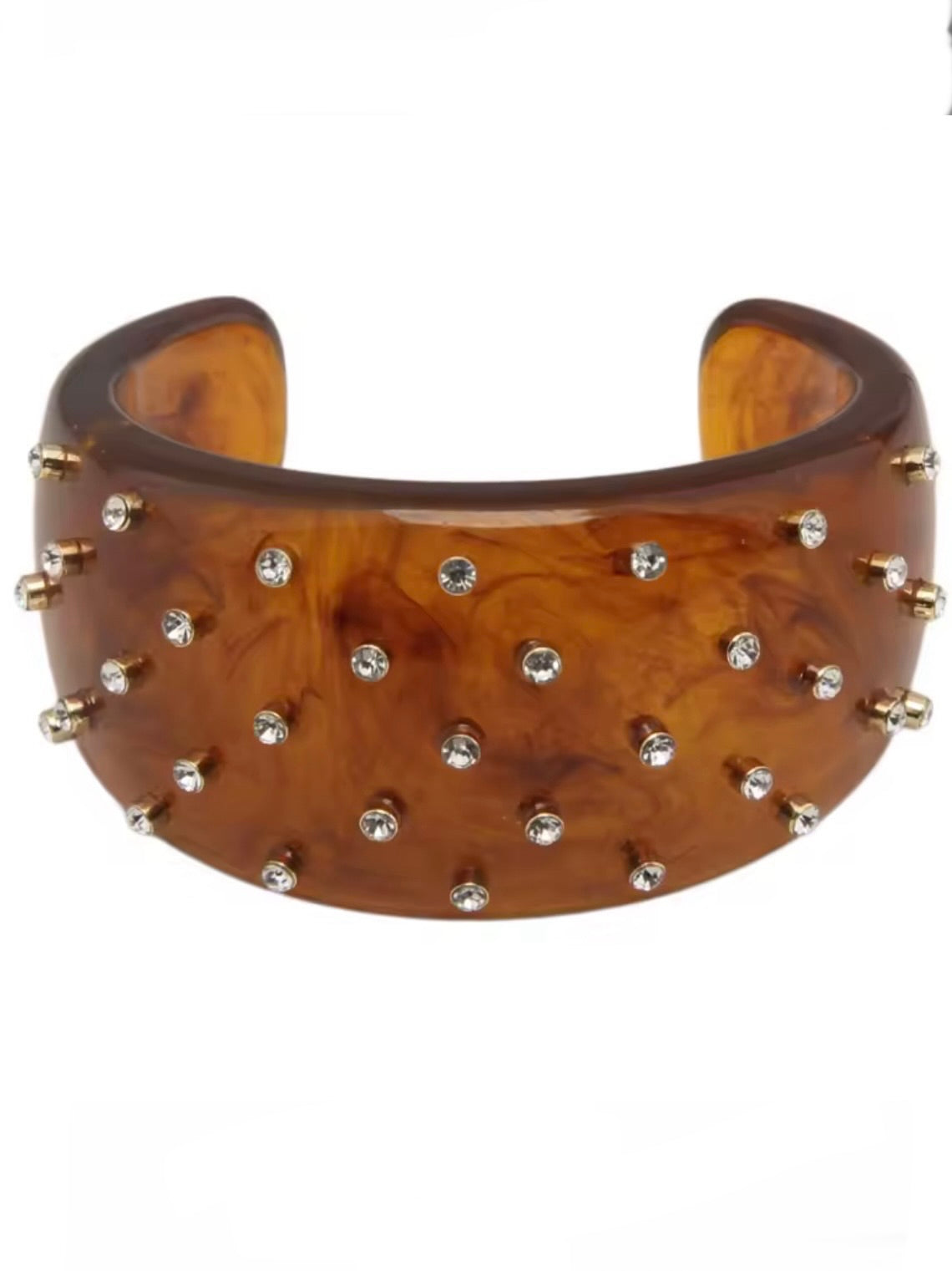 Retro resin studded brown wide bracelet