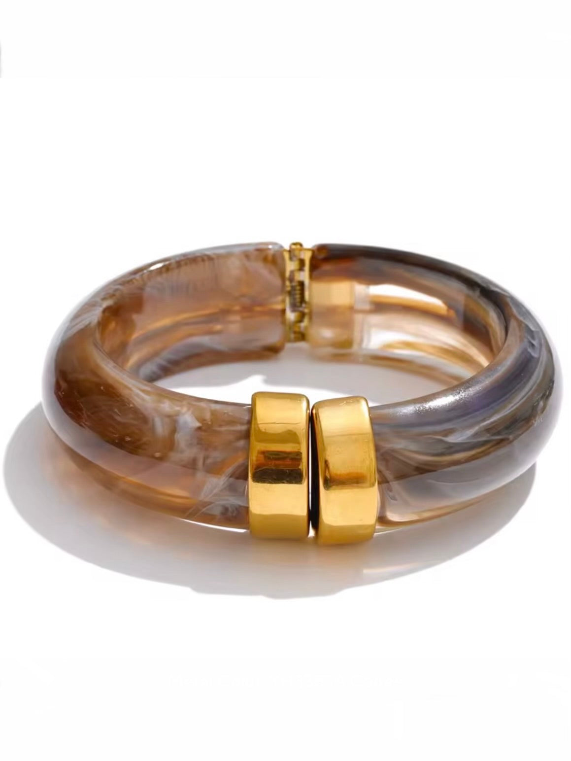 Solid colors resin acrylic metal wide bracelet