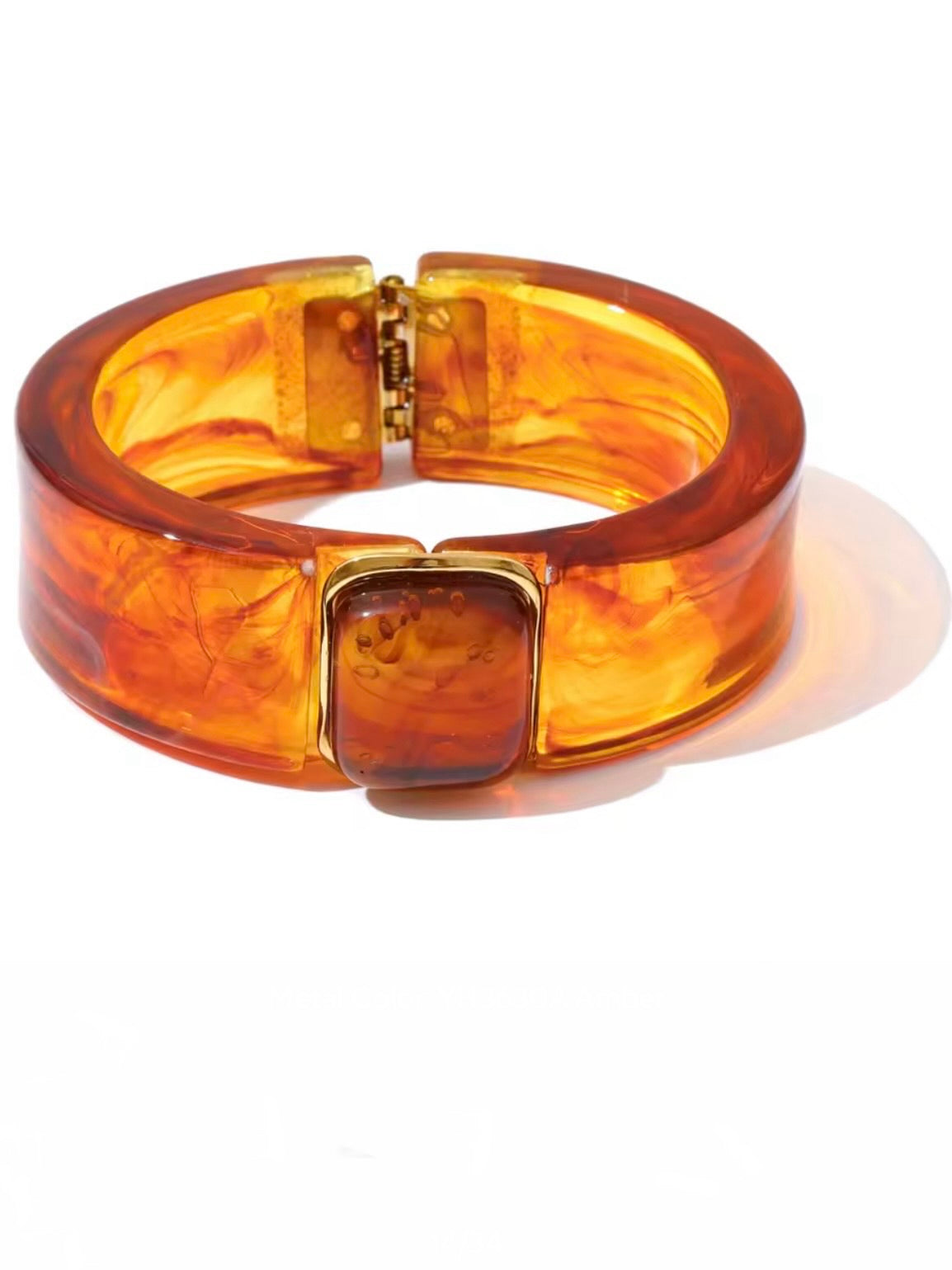 Solid colors resin acrylic metal wide bracelet