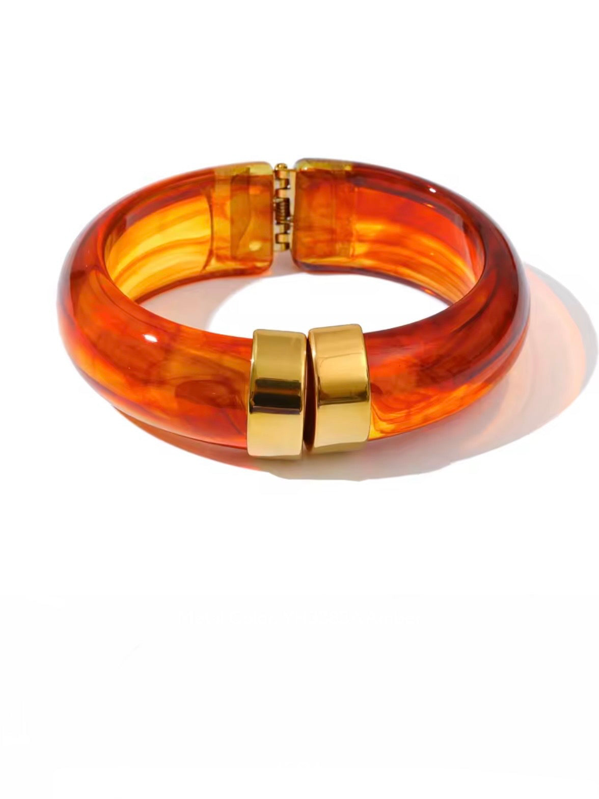 Solid colors resin acrylic metal wide bracelet