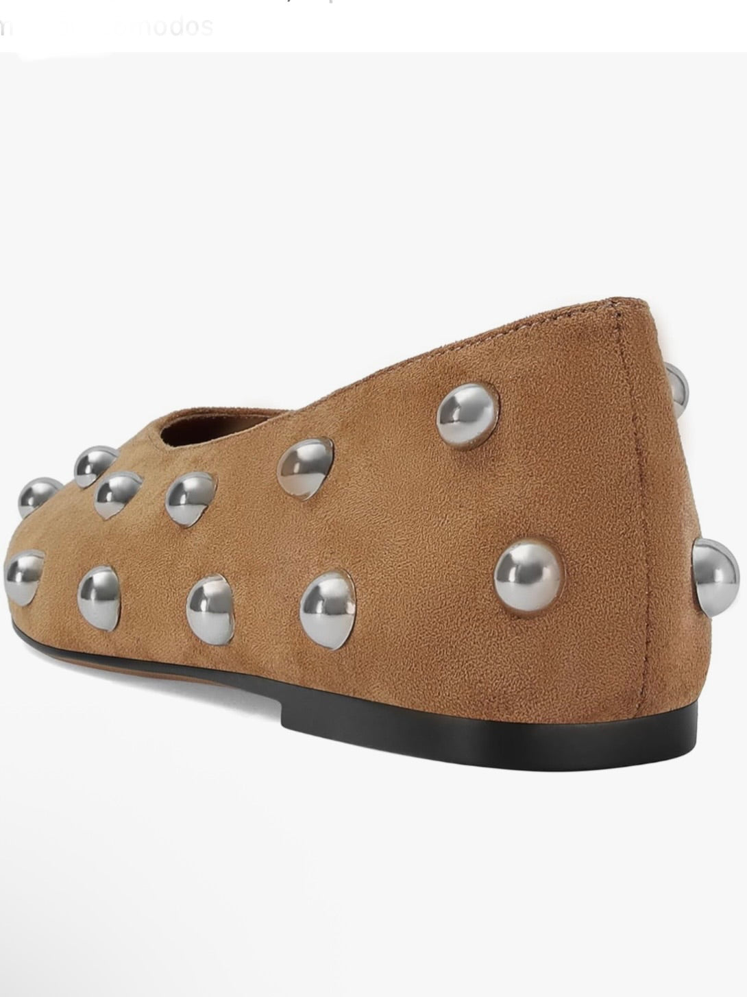 Brown studded ballet slip on flats loafers shoes