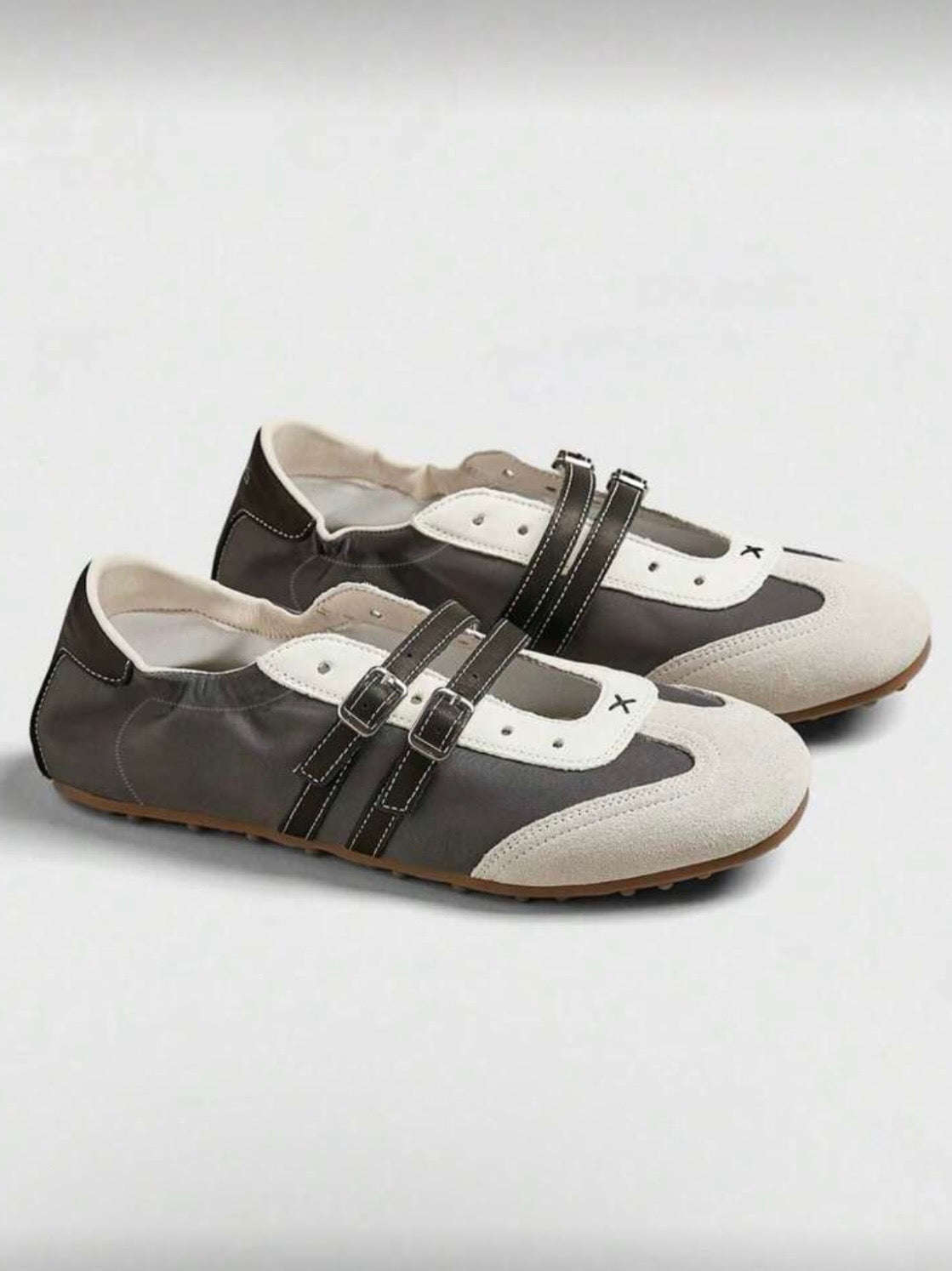 Two tones sneakers ballet straps flats shoes