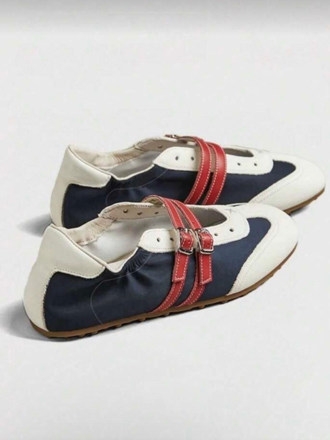 Two tones sneakers ballet straps flats shoes