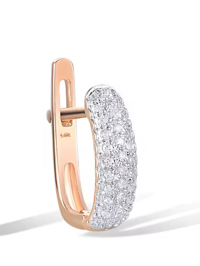 Rose/White gold 585 diamonds hoop earrings