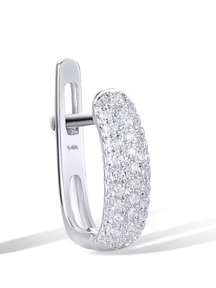 Rose/White gold 585 diamonds hoop earrings
