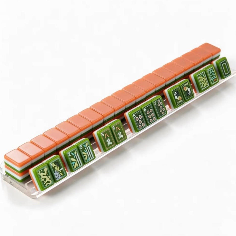 Green and orange Mahjong tiles set