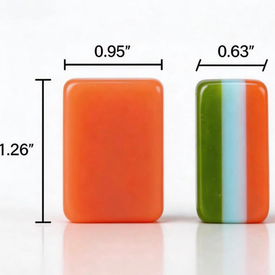 Green and orange Mahjong tiles set