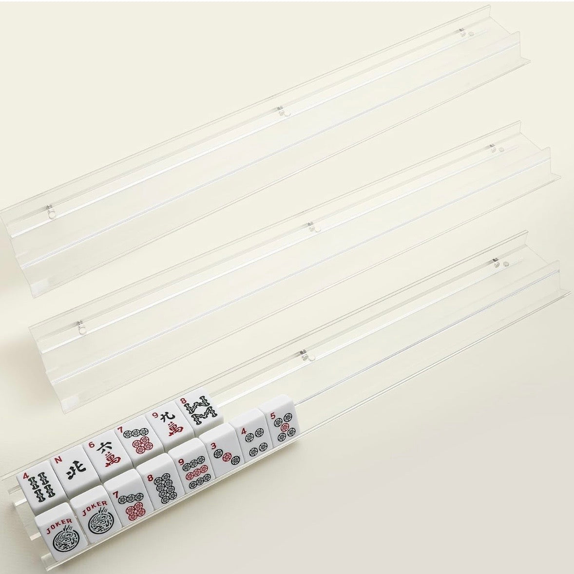 Mahjong clear tiles racks set of 4