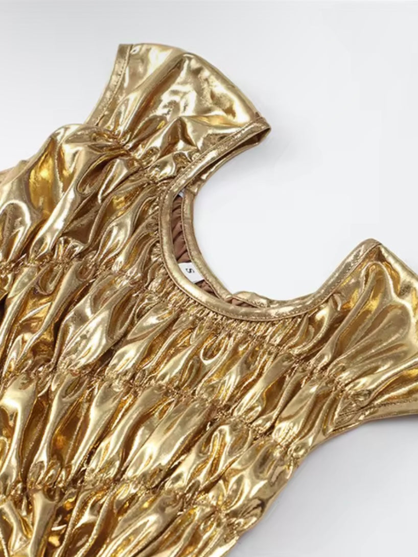 Gold night cocktail maxi dress