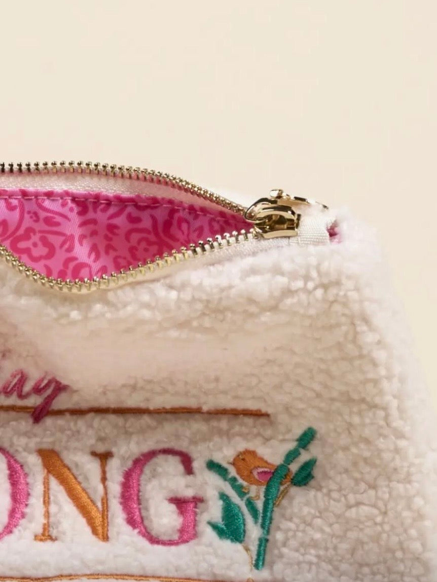 Beige Teddy pouch Mahjong bag
