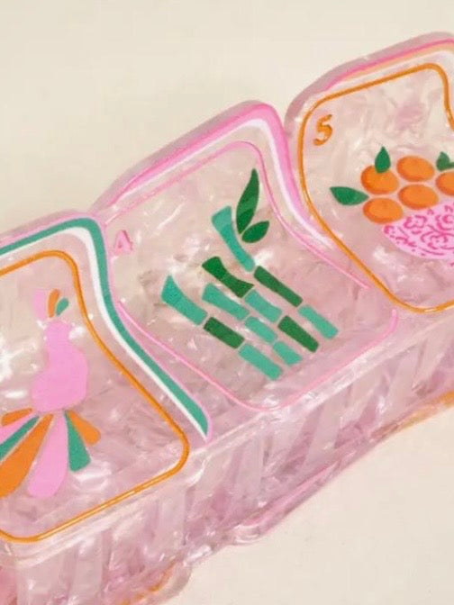 Mahjong pink clear hair clips accessories