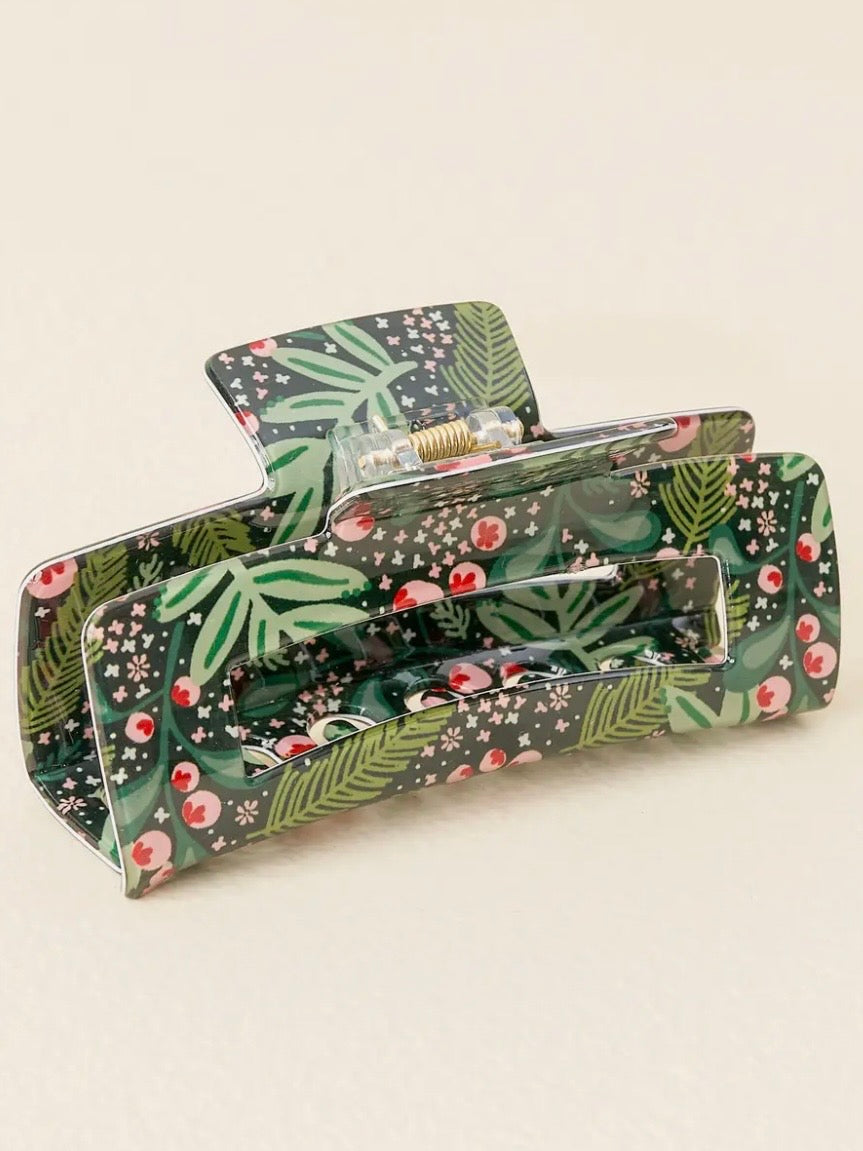 Green floral hair clips accessories