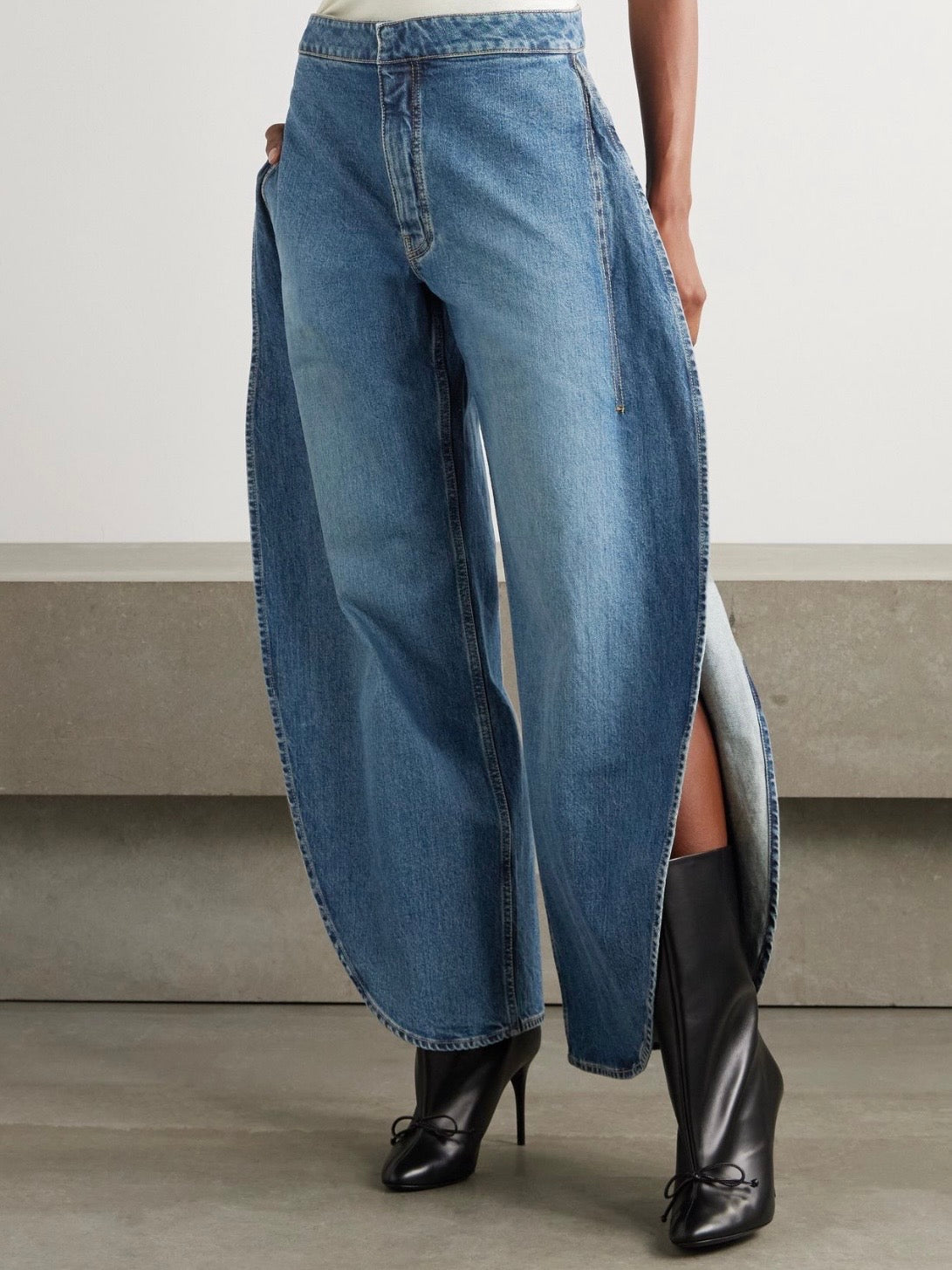 Blue open sides legs Barrel Pants
