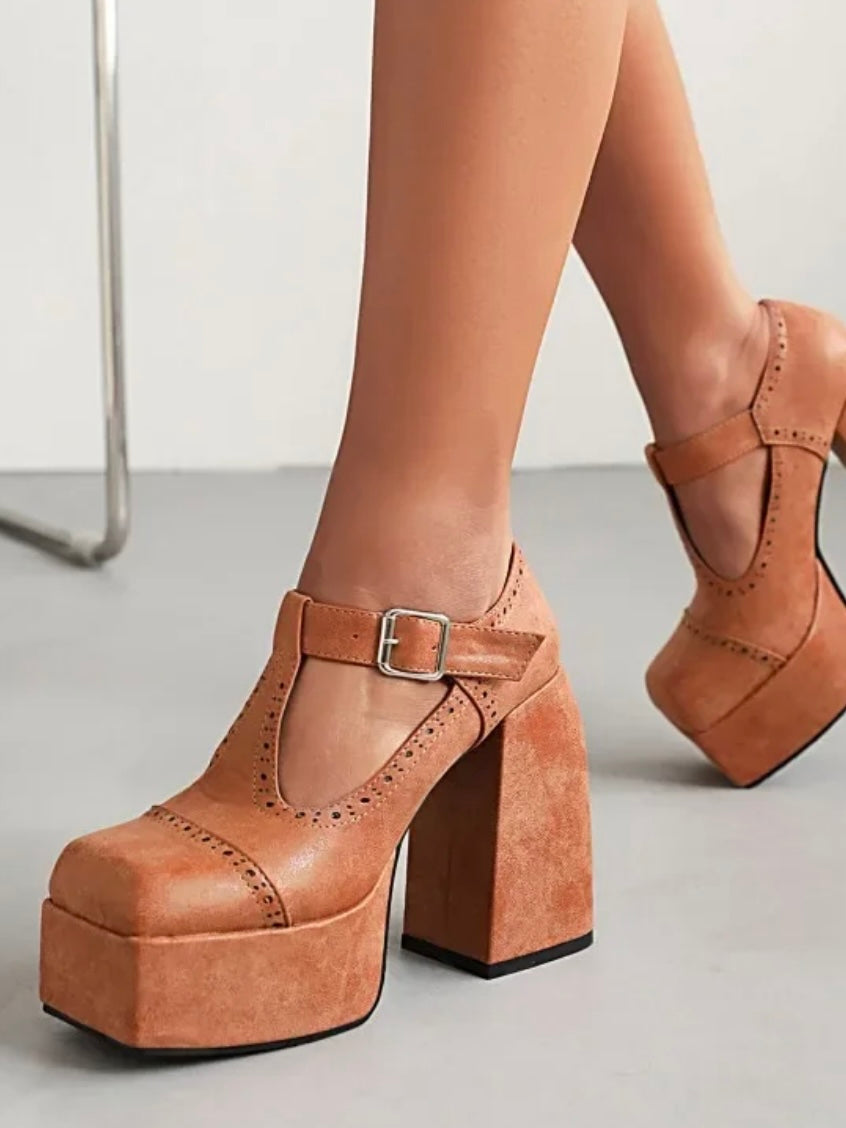 Modern British buckled loafers high heels platform