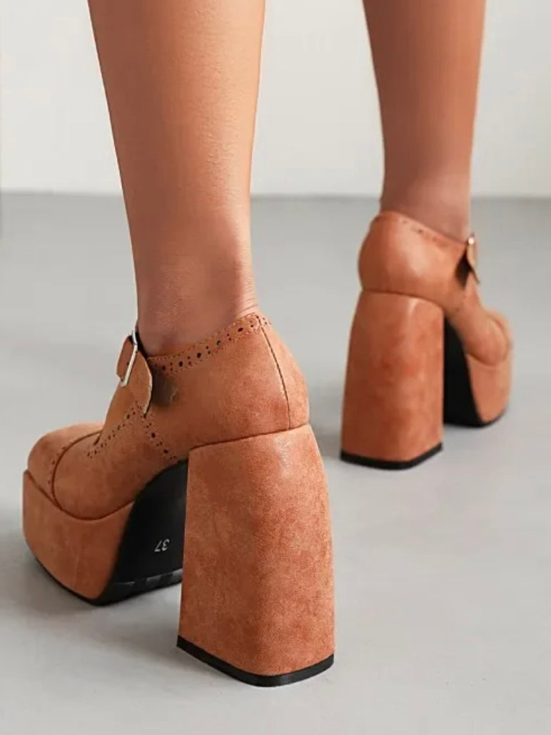 Modern British buckled loafers high heels platform