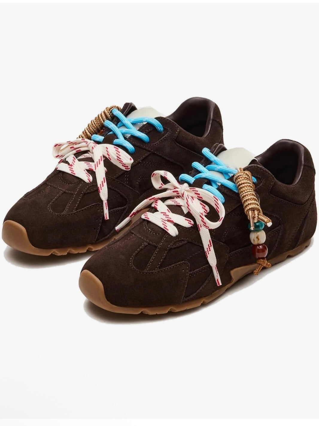 Brown Front tied flats shoes adjustable