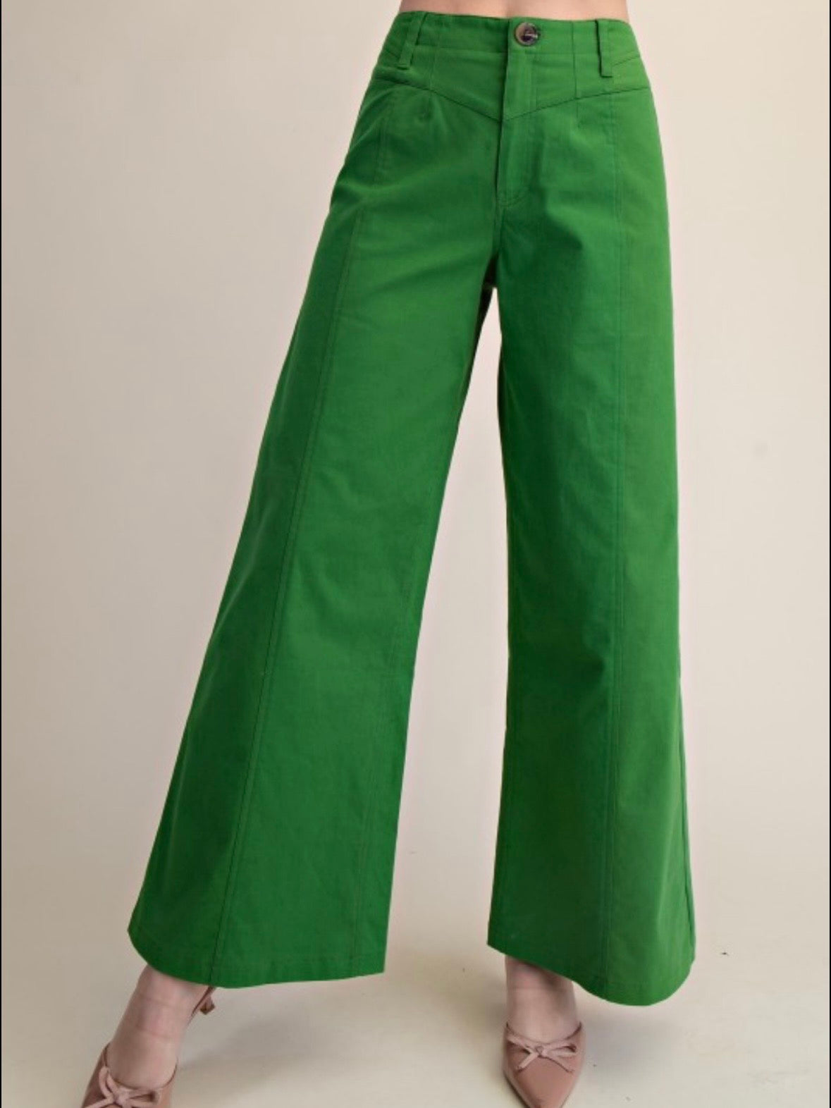 Green emerald and fuchsia solid colors wide leg pants