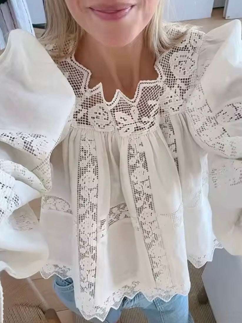 Creamy White embroidered floral bomber long sleeves shirt