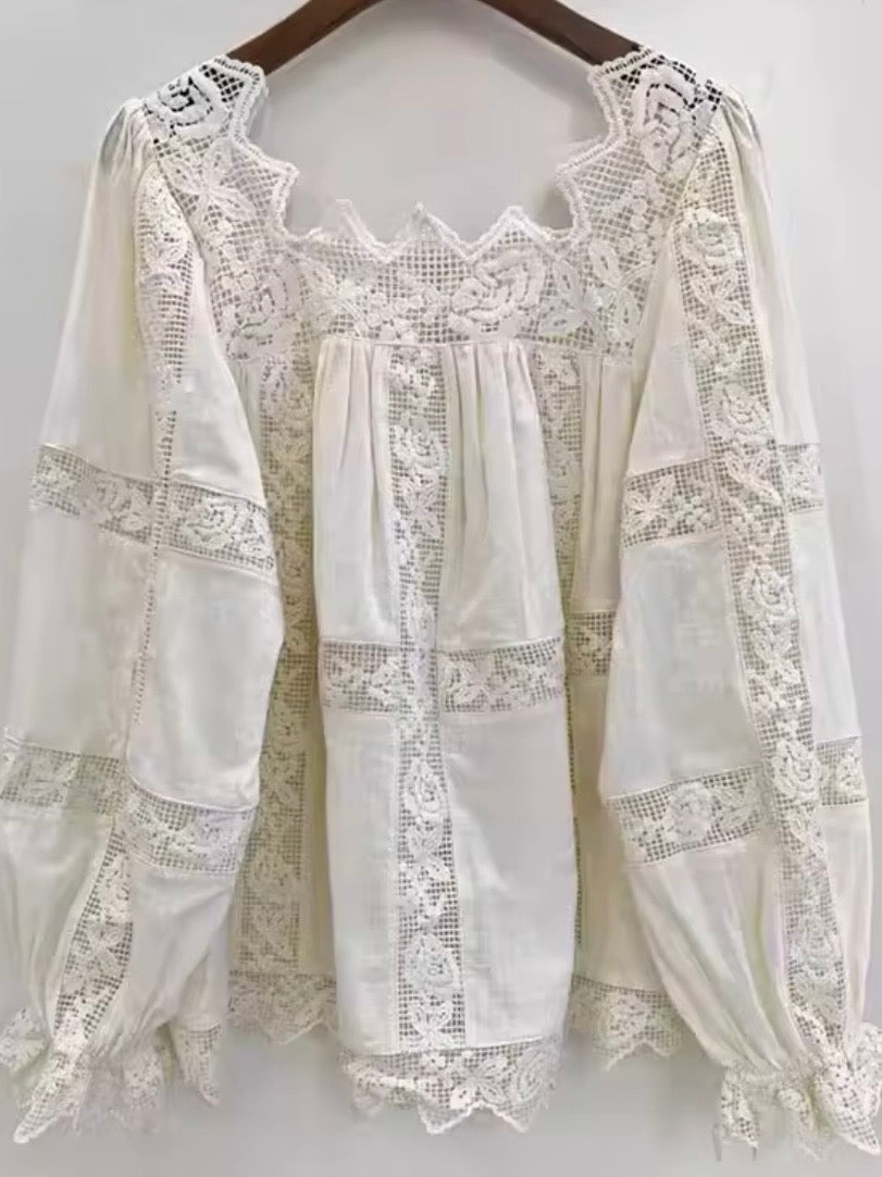 Creamy White embroidered floral bomber long sleeves shirt