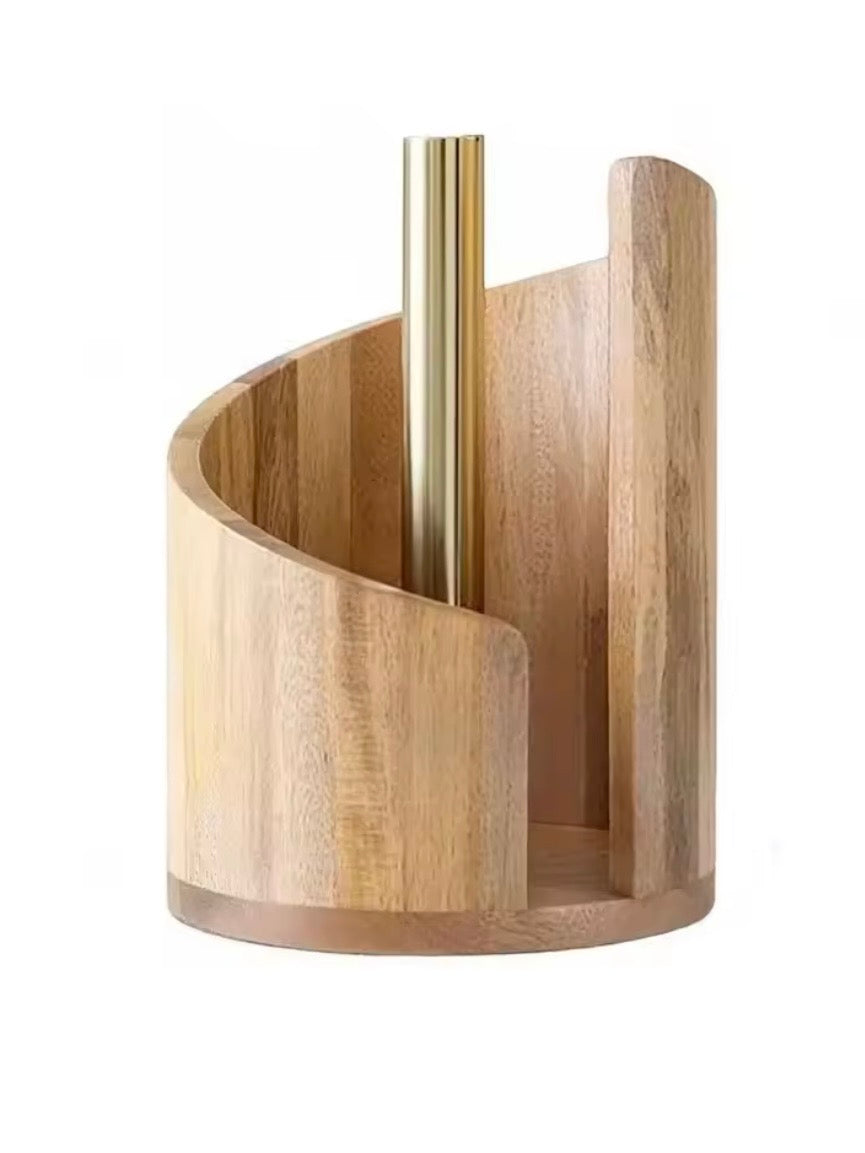 Wood kitchen paper towel holder