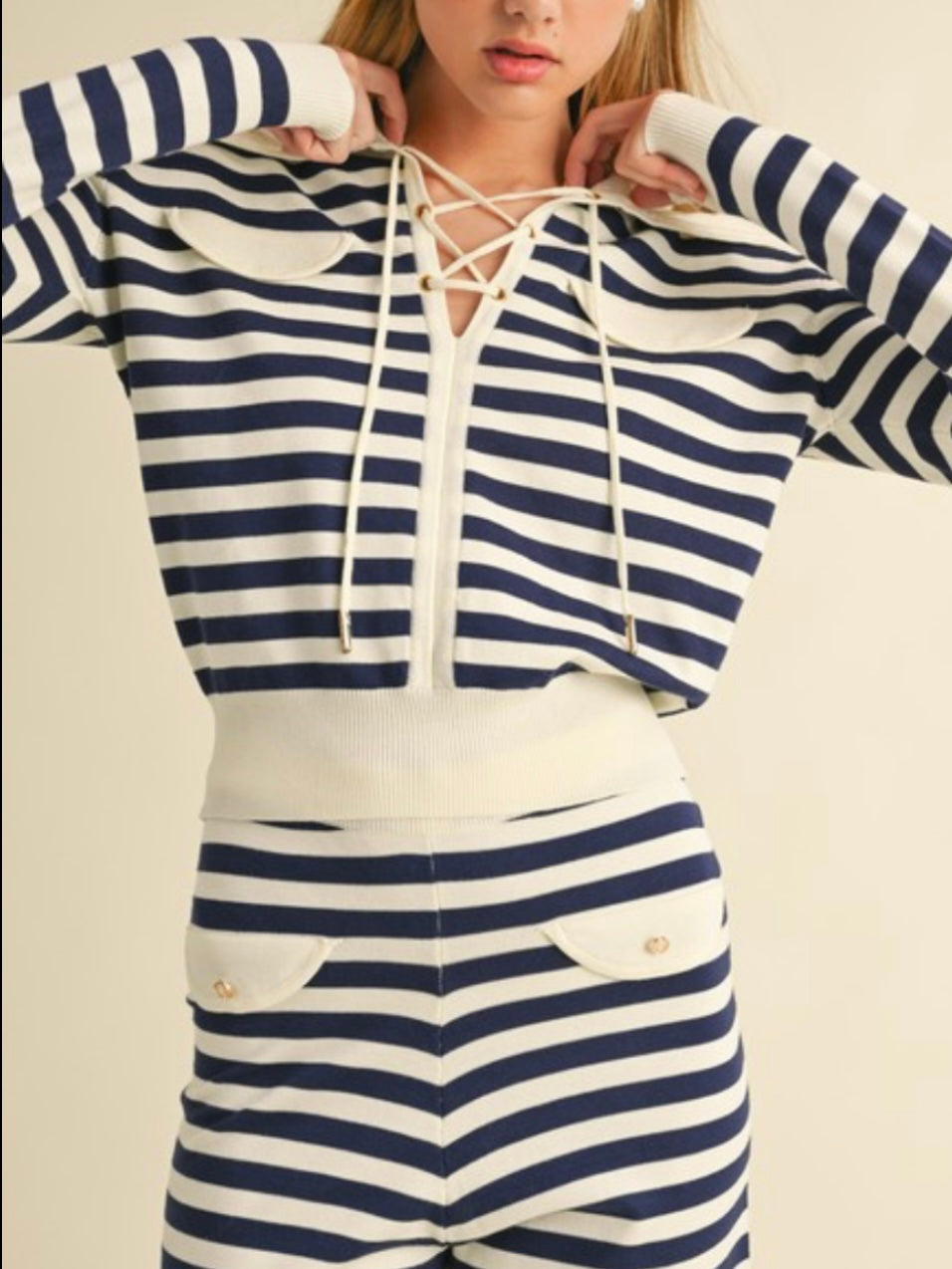 Blue and white striped set of 2 shirt and pants