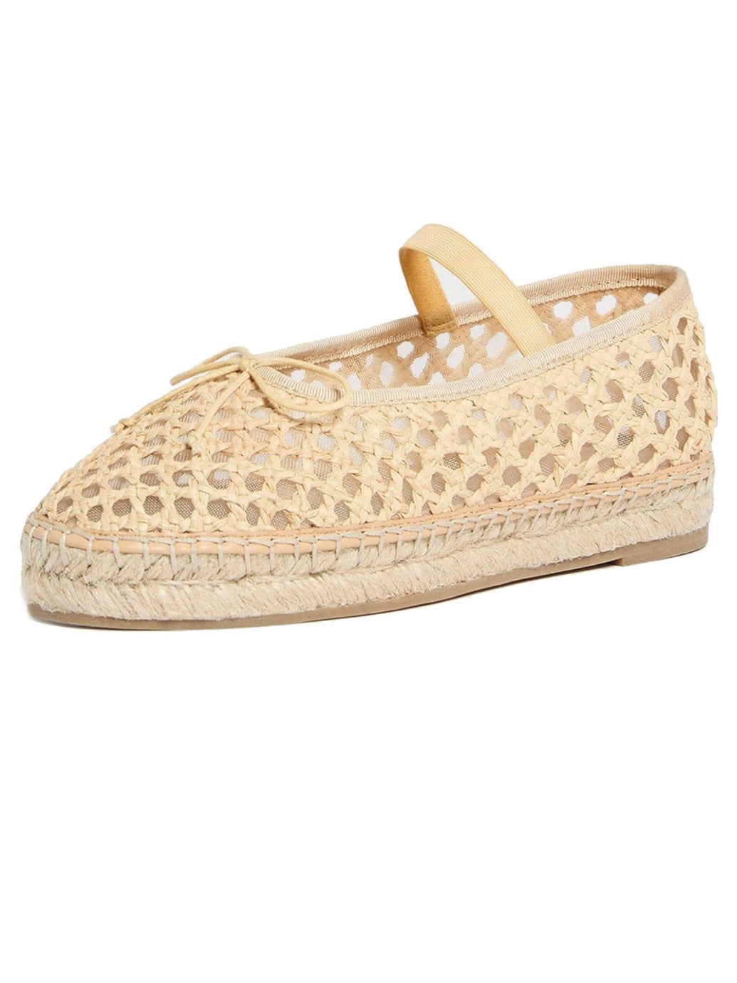 Natural net wedge espadrilles flats