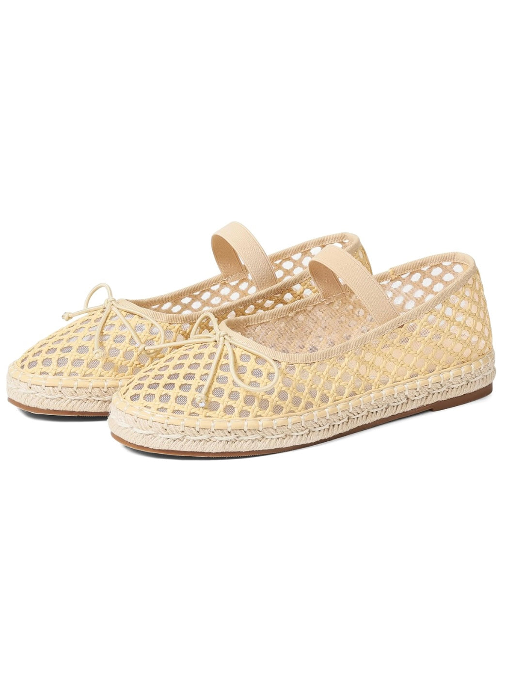 Natural net wedge espadrilles flats