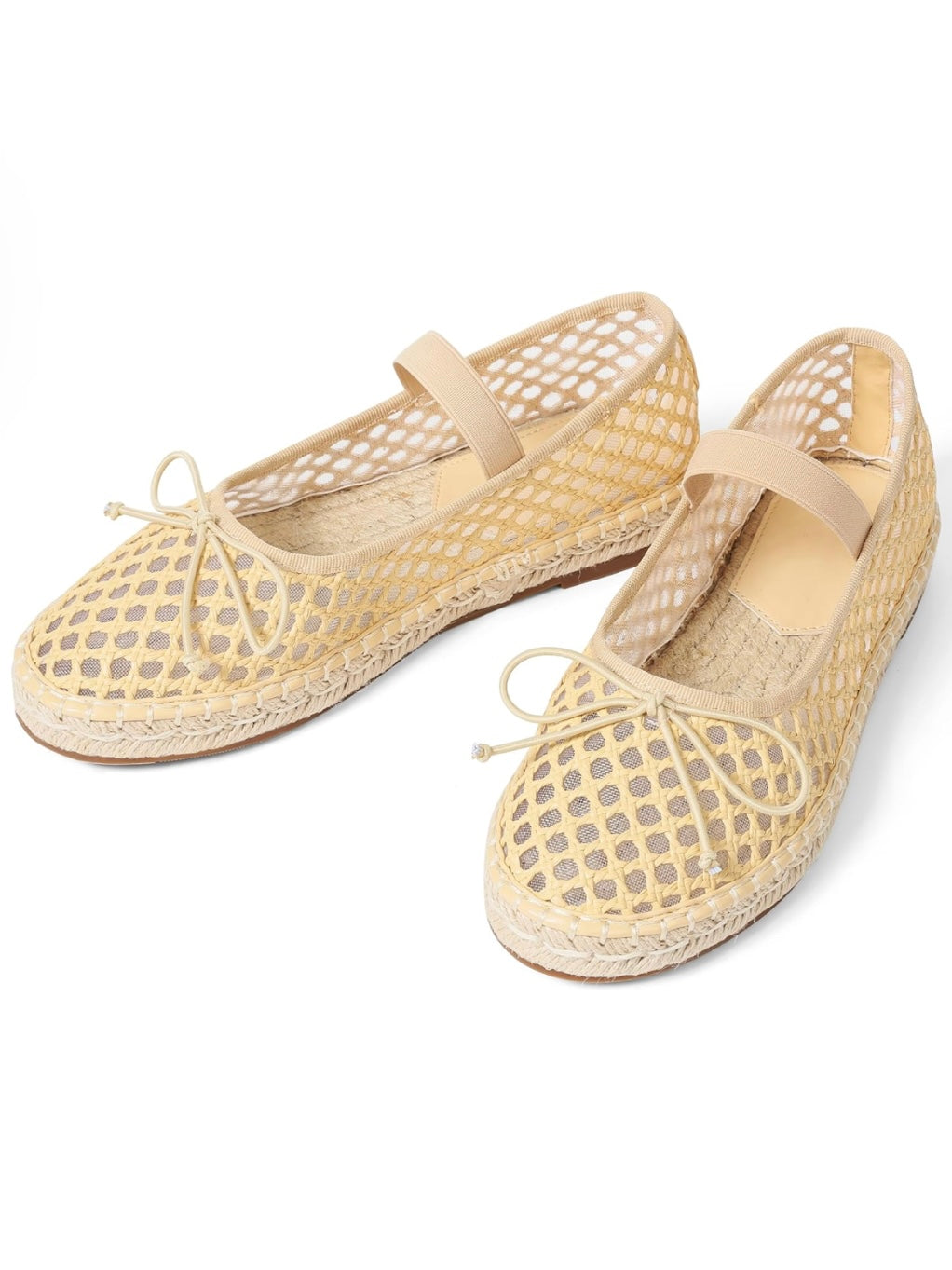 Natural net wedge espadrilles flats