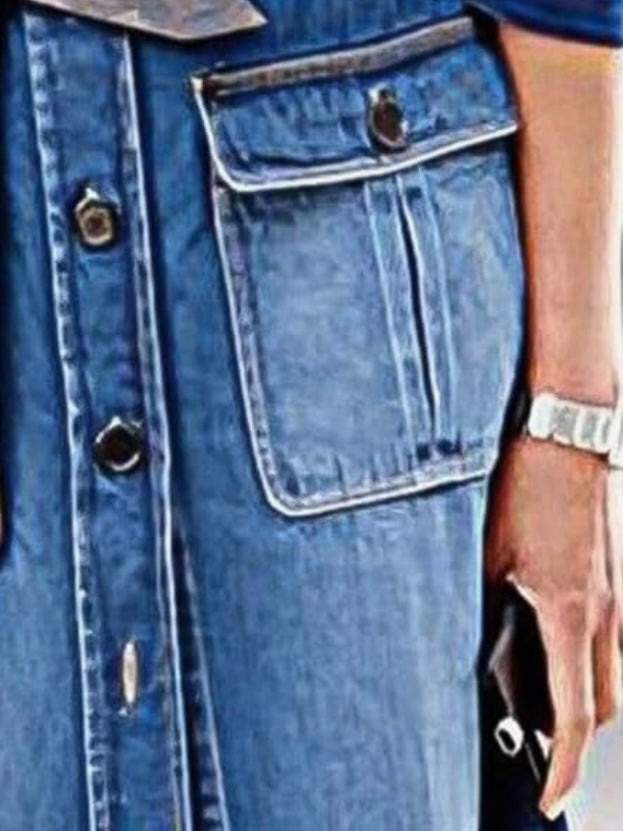 Mid blue denim tube buttoned open front maxi skirts