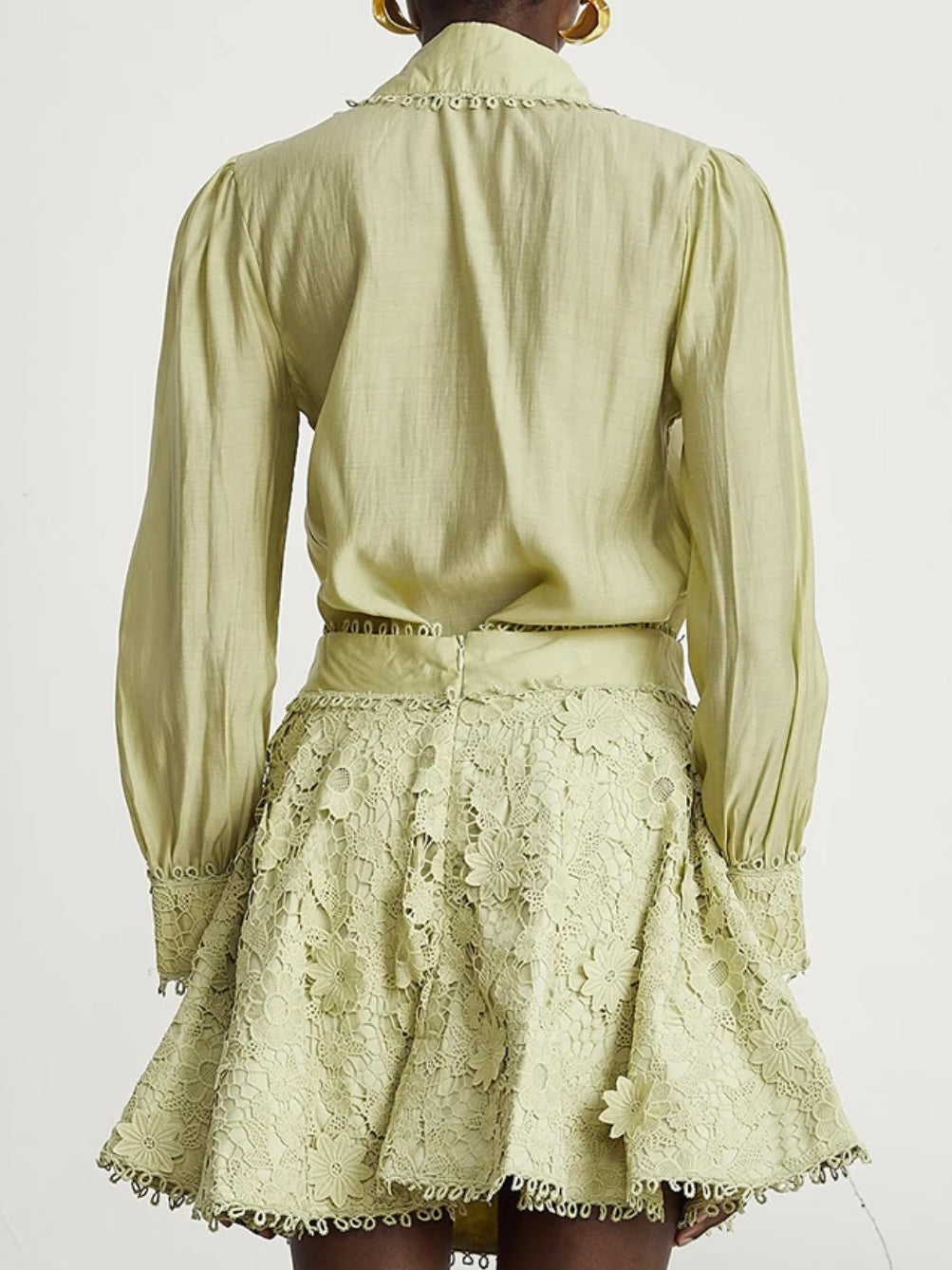 Pink and green set of 2 lace top and tube skirt