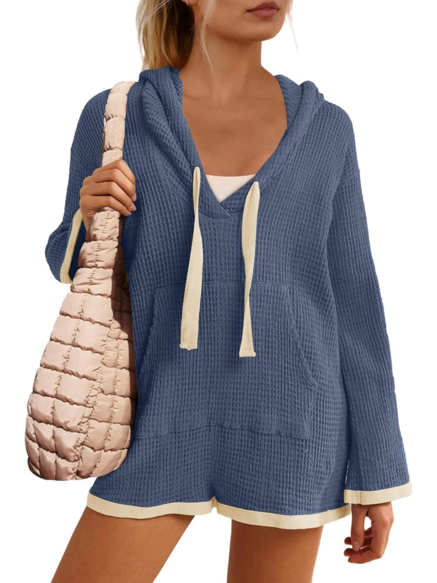 Blue waffle romper