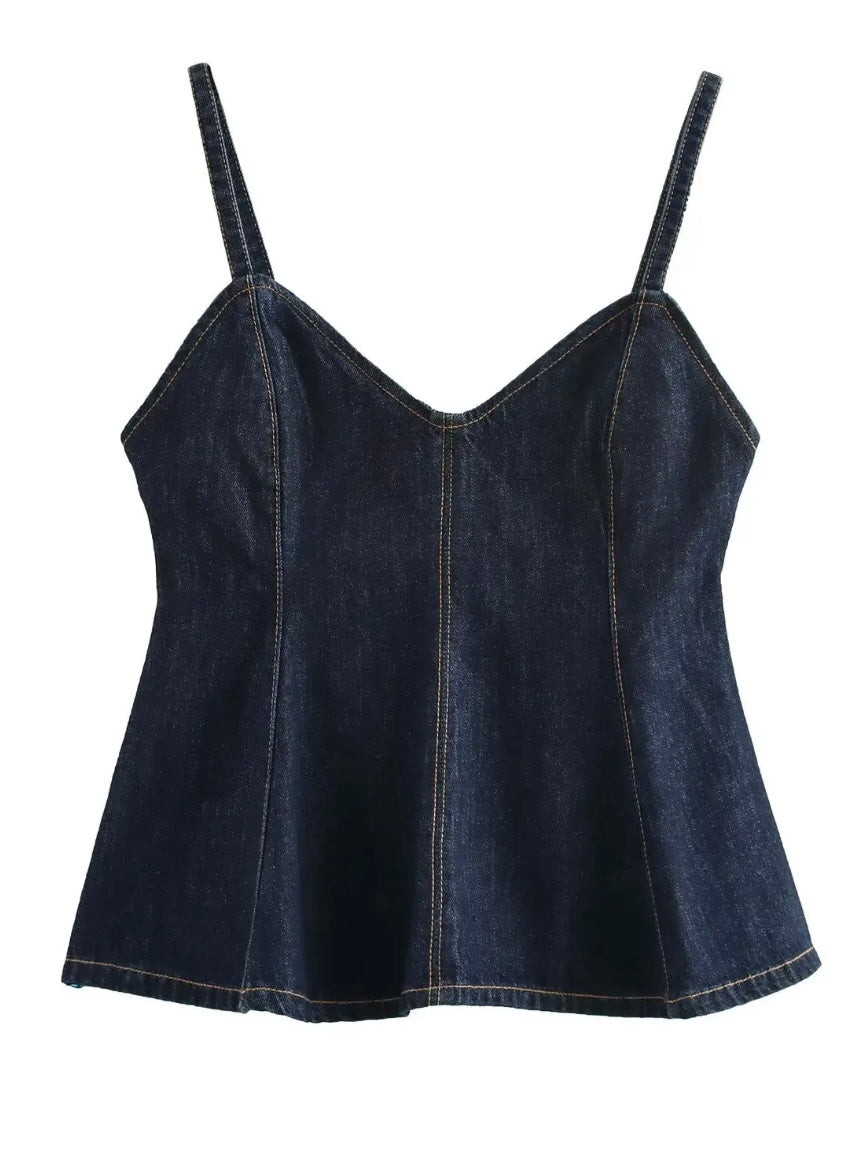 Mid blue denim tank top