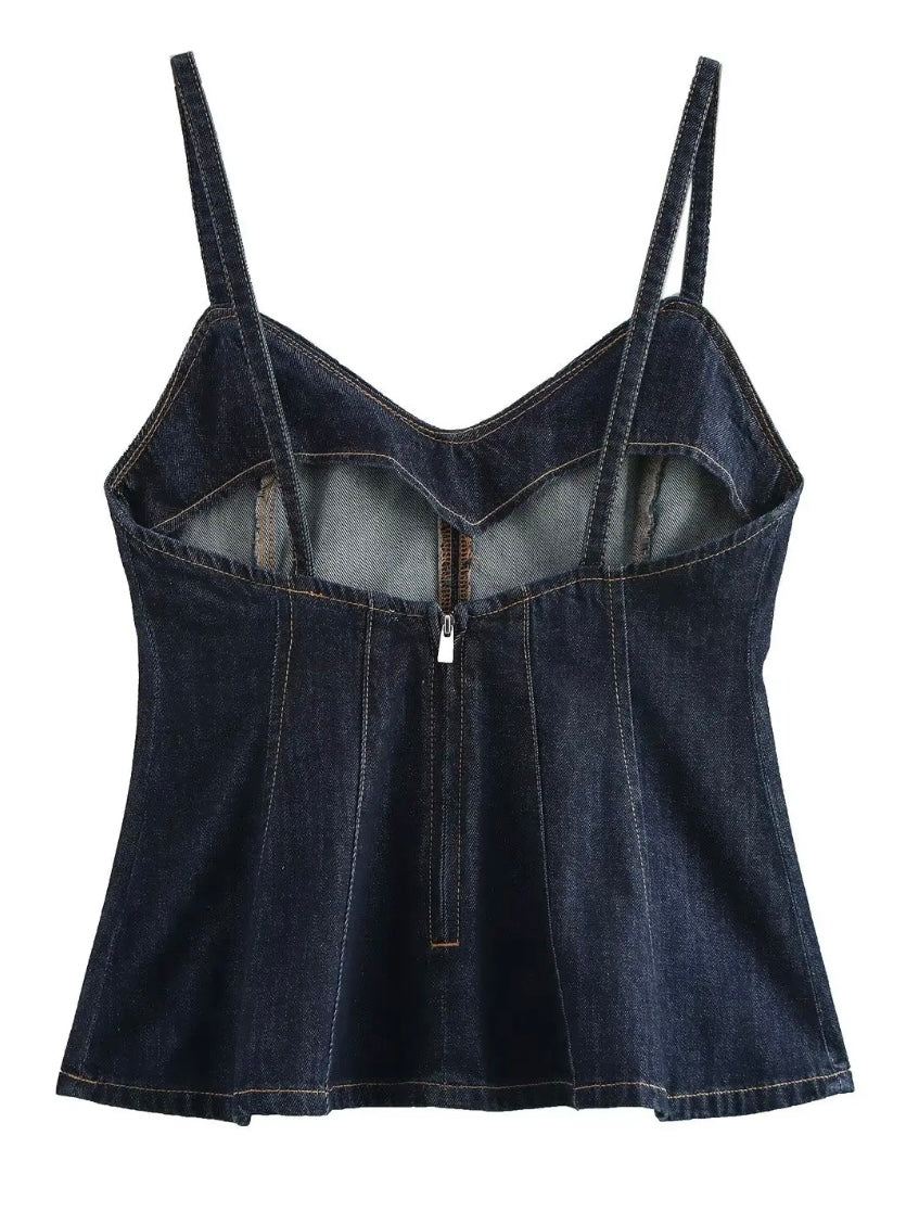 Mid blue denim tank top