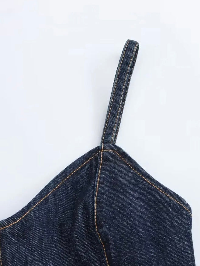 Mid blue denim tank top