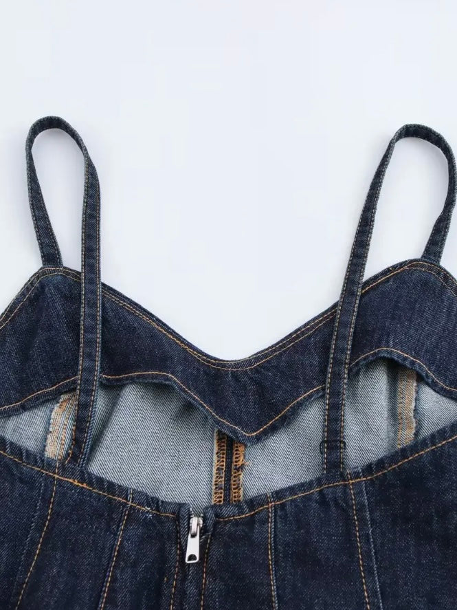 Mid blue denim tank top