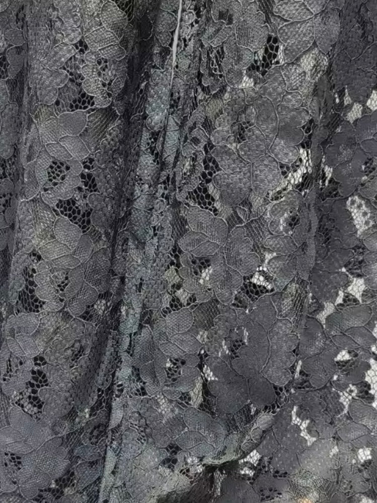 Black and beige lace jeans pants