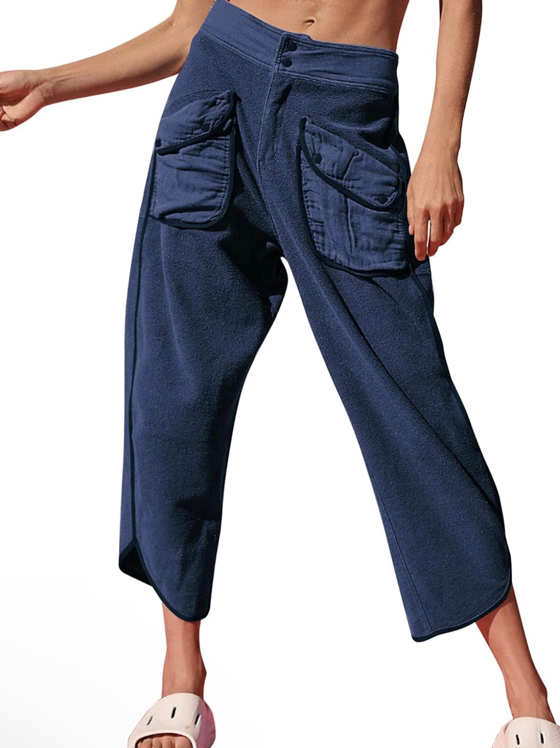 Solid colors barrel Capri pants
