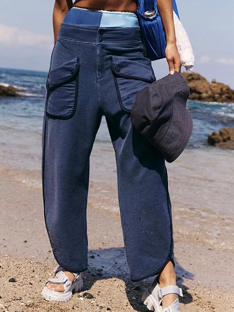 Solid colors barrel Capri pants