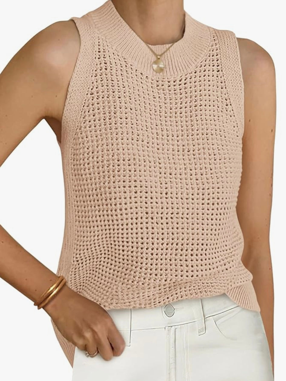 Solid colors waffle fabric tank top