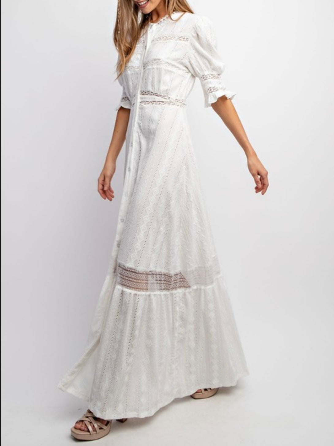 White lace maxi dress