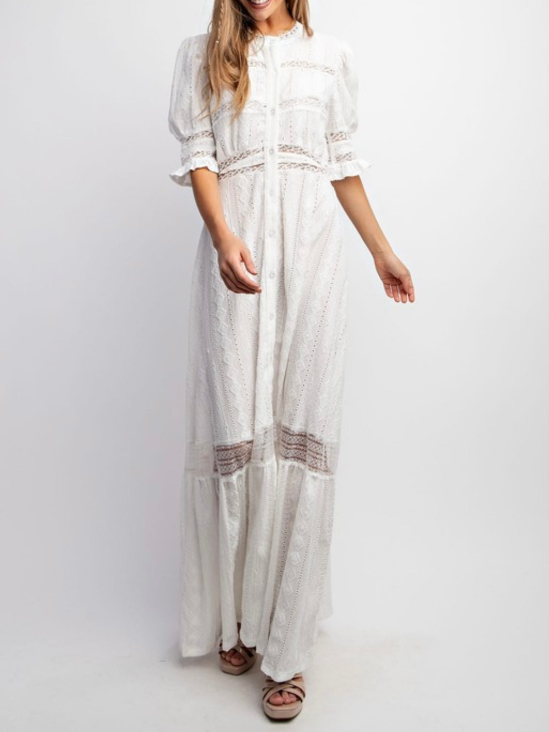 White lace maxi dress