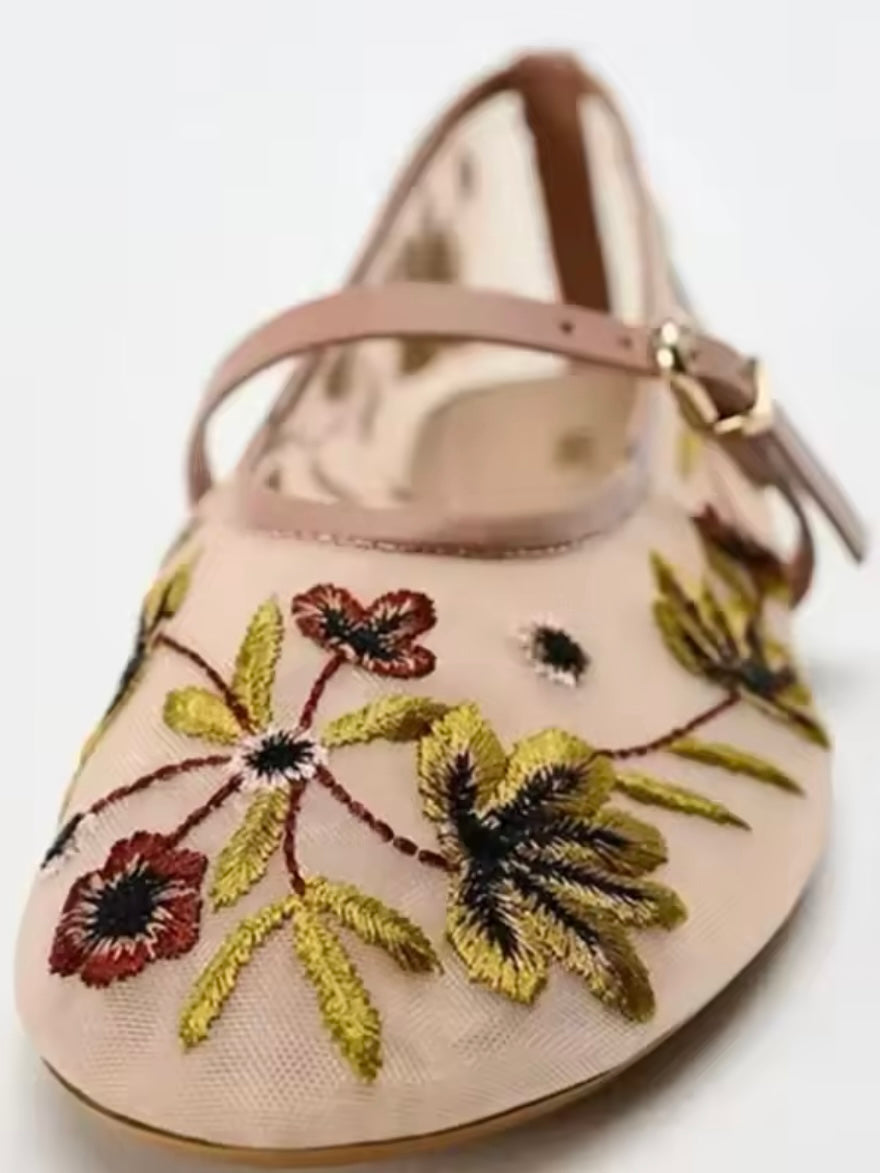 Ballet slip on floral flats shoes