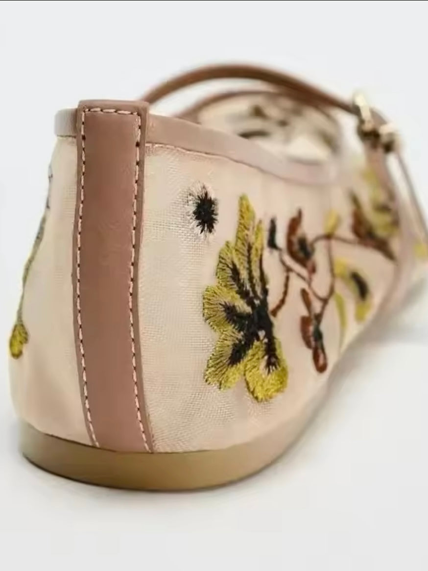 Ballet slip on floral flats shoes
