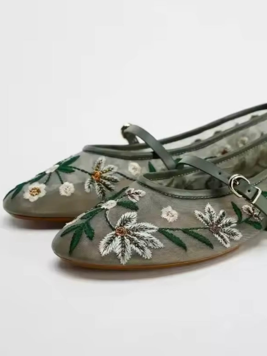 Ballet slip on floral flats shoes