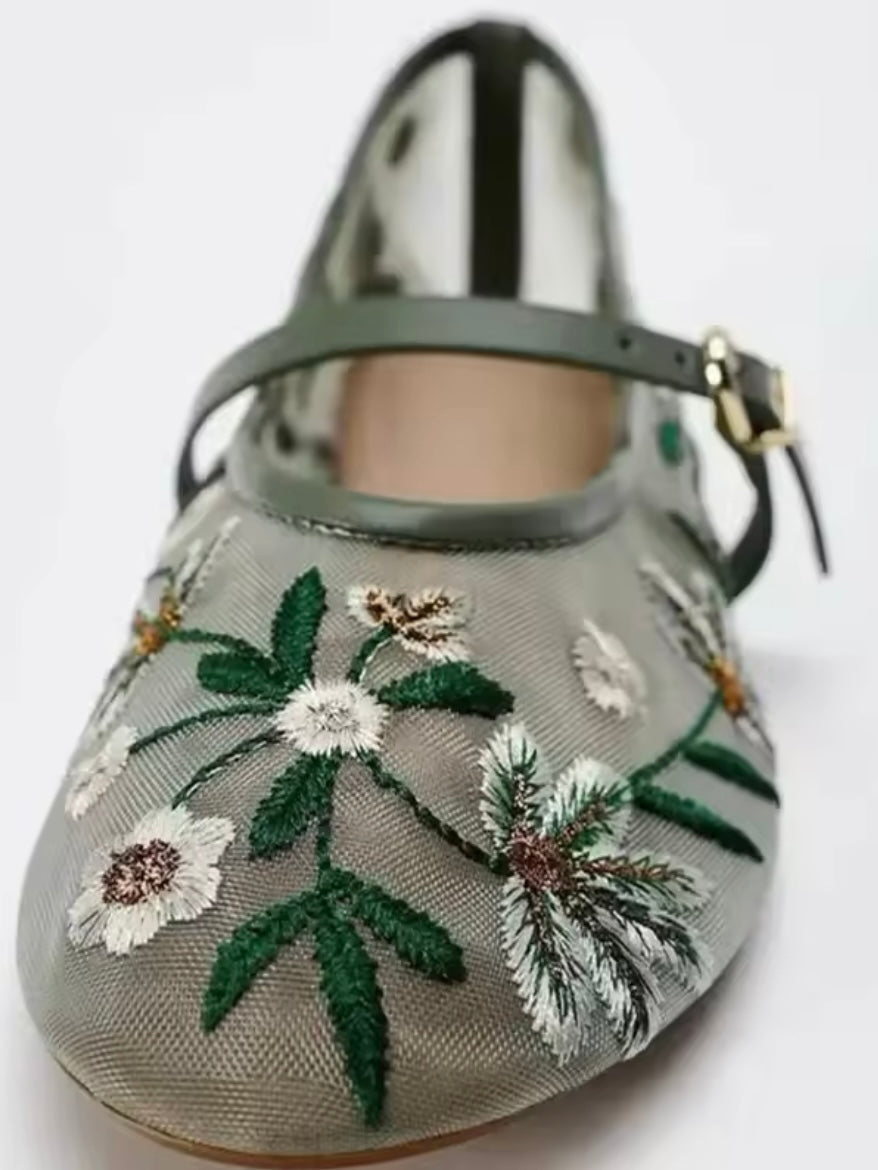 Ballet slip on floral flats shoes
