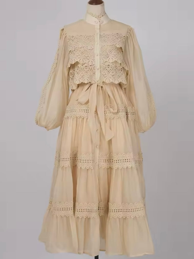 Solid colors romantic maxi dress
