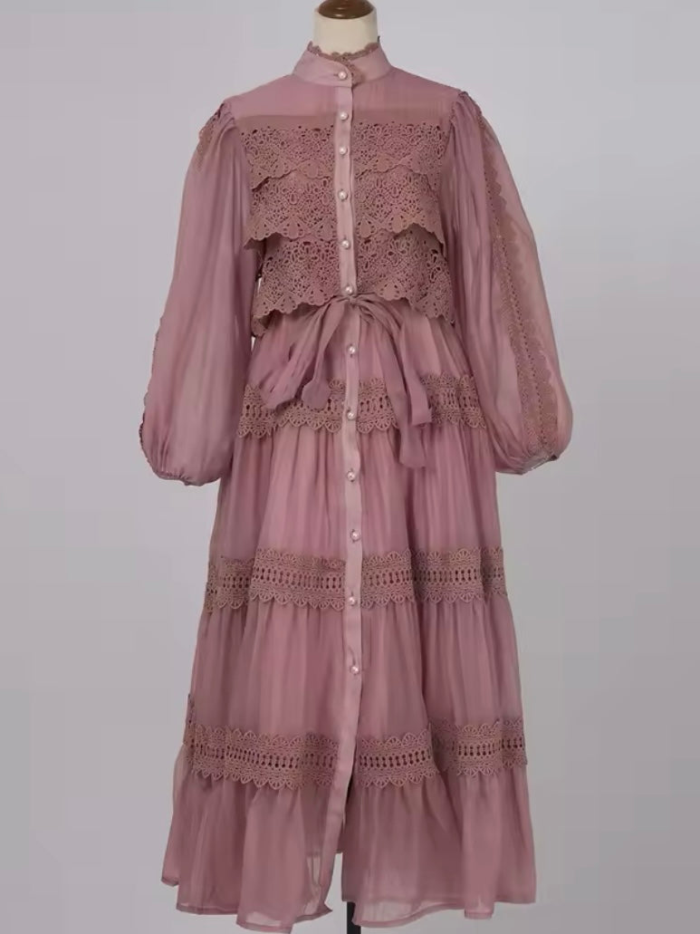 Solid colors romantic maxi dress