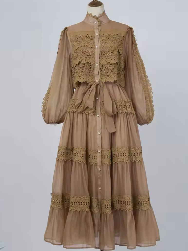 Solid colors romantic maxi dress