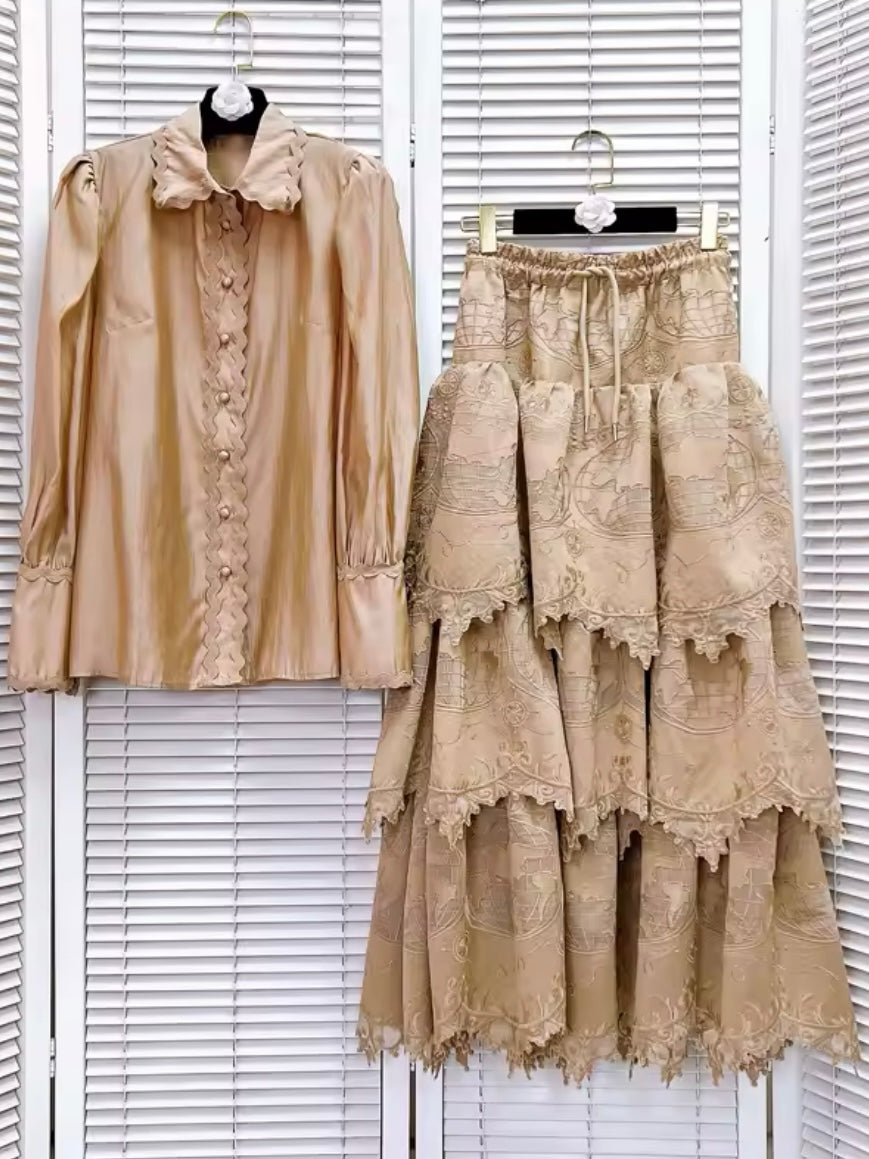 Solid colors set of 2 lace top and tube skirt